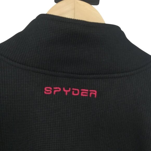 Spyder Mens Raider 2.0 Full Zip Jacket Size XL Black Red Logo Sweater Ribbed - Picture 10 of 14